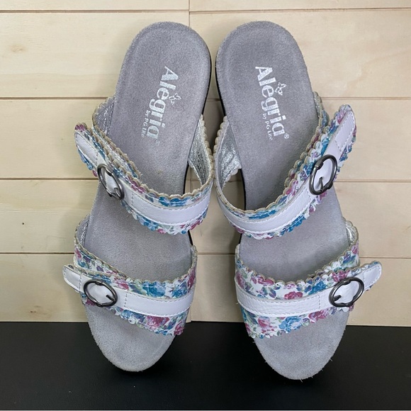 Alegria Bobbi Flounce Floral Sandals Women's Size 11 Shoes EU41 Leather White - Picture 8 of 11